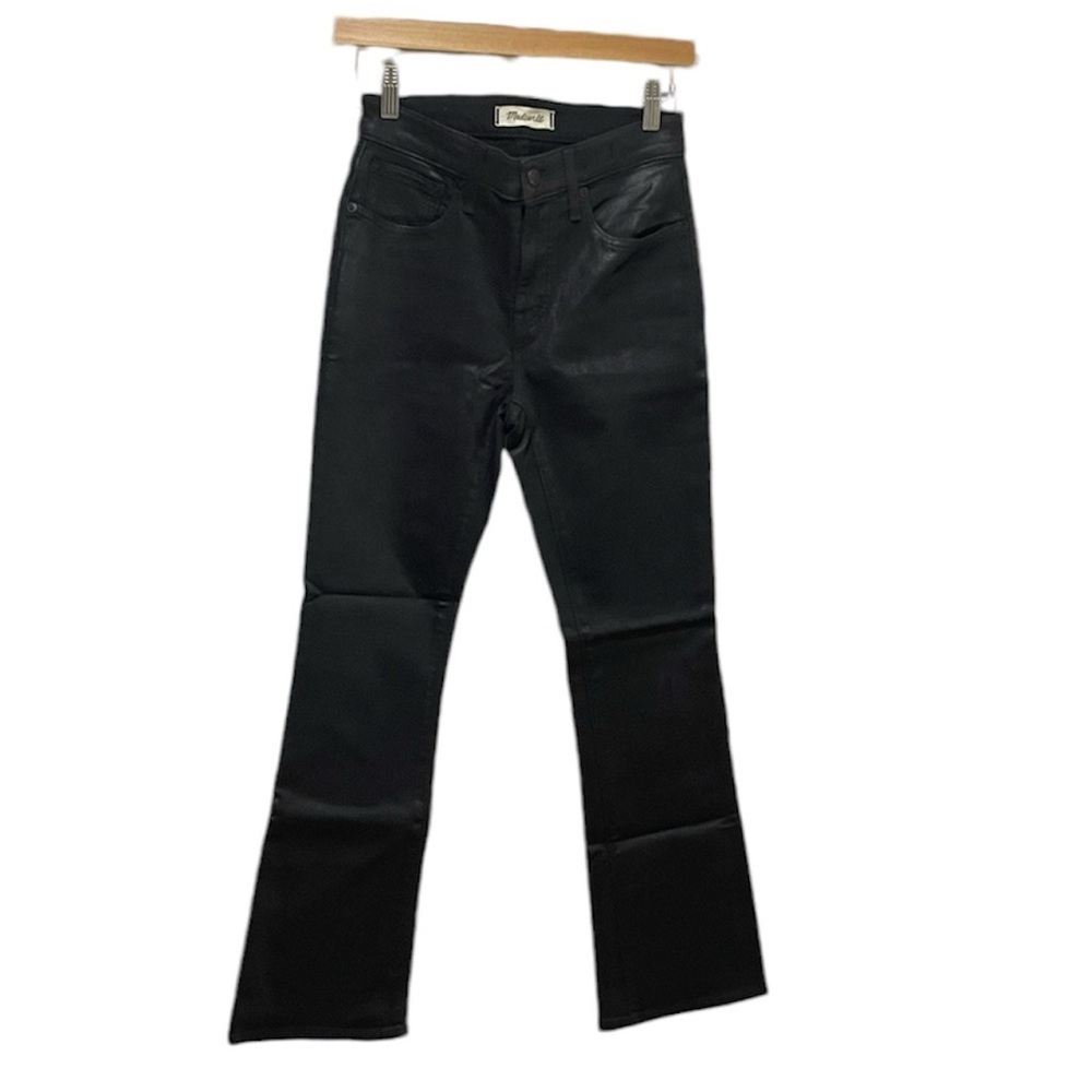 NWOT Madewell Sz 25 Mid-Rise Kick Out Crop Jeans in True Black Wash Coated